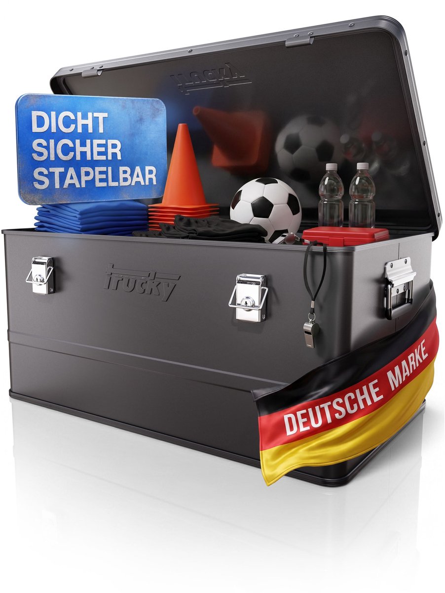 Aluminium kist met deksel – Selectie: Zwarte aluminium kist, transportkist, metalen kist, opbergcontainer – Afsluitbare metalen kist Trucky