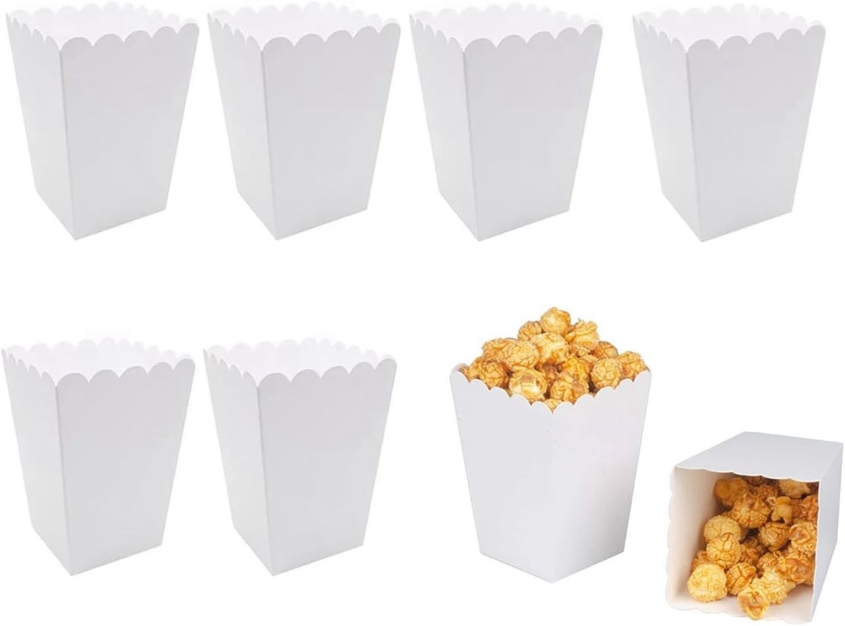 50 Stuks Witte Popcornzakken voor Feesten, Picnics en Verjaardagen - Ideaal voor Films en Snacks