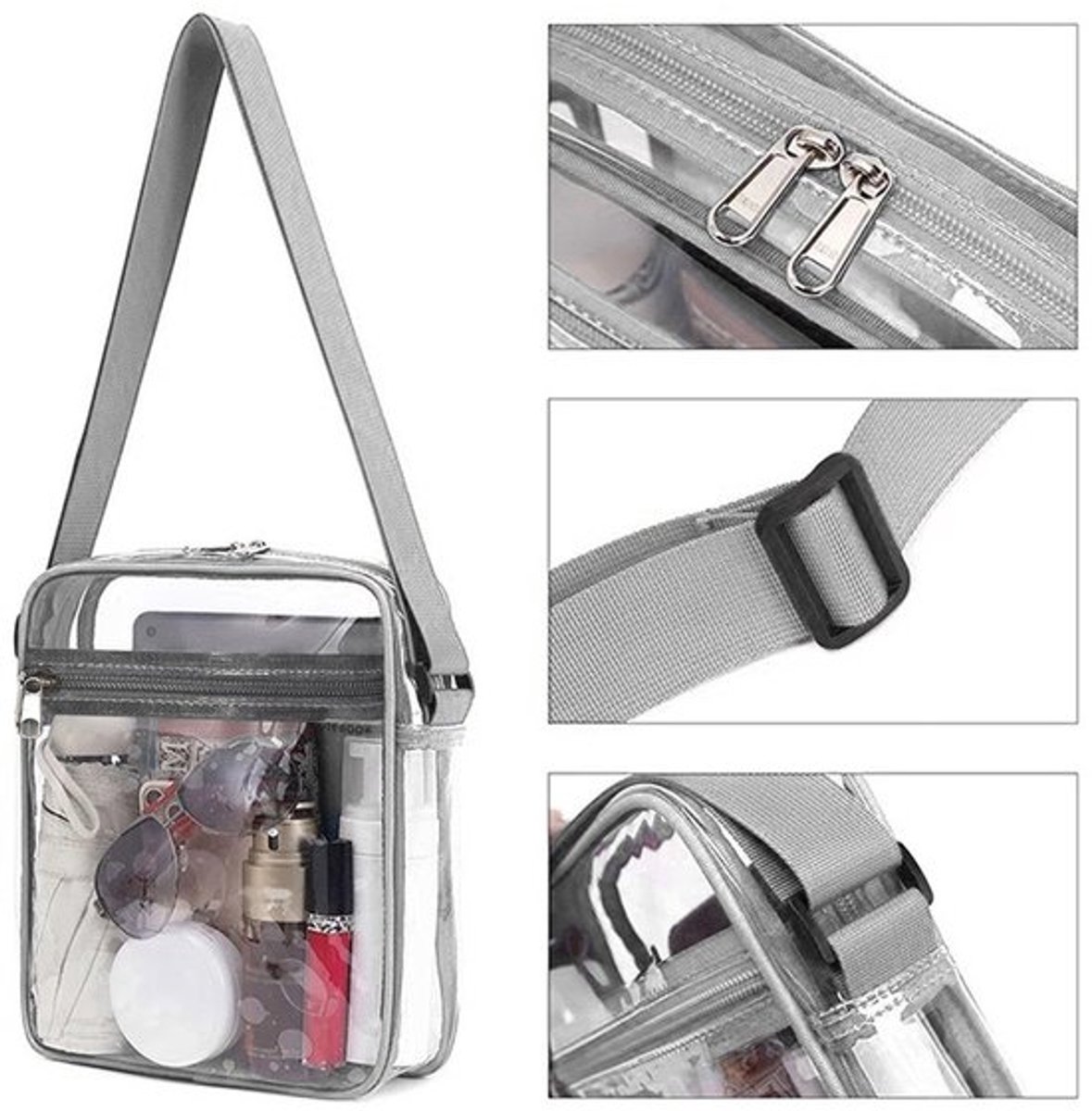 Schoudertas Waterdicht - Kleine Transparante Tas - Verstelbare Schoudertas - Draagbare Reistas - Set van 2 - Afmetingen 20x15x4,6 cm - Handtas