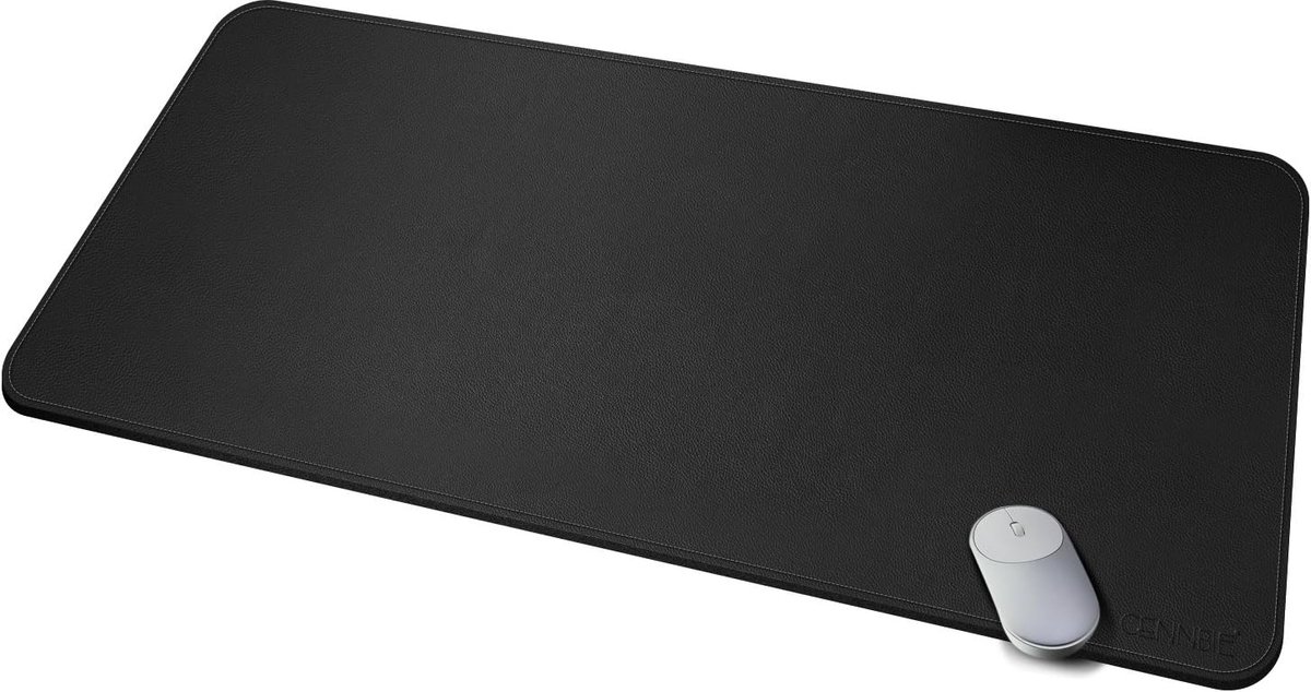 SnelShoppen - Bureau Mat van PU Leer - Antislip Onderlegger 100x50 cm - Waterdichte Grote Muismat voor Kantoor en Homeoffice - Zwart