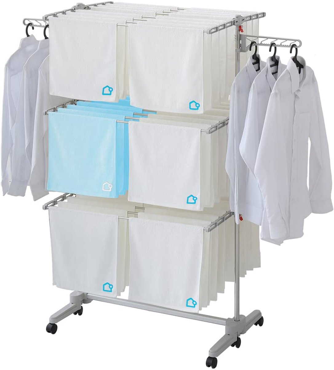 SnelShoppen - Hestia Oversized Droogrek 6 Stappen - Ruimtebesparend, Stabiel, Voor Binnen en Buiten, Ideaal voor Was, Wit, Multifunctioneel