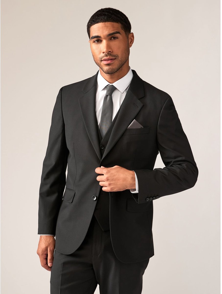 Next - Heren - Tailored fit - Tailored Fit Wool Blend Motionflex Suit Jacket - Regular - Zwart