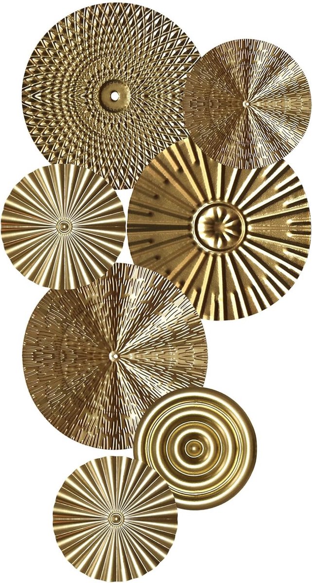 SnelShoppen - Ronde Wanddecoratie van Metaal - Minimalistische Gouden Wanddecoratieplaat - Moderne Metalen Hangdecoratie voor Thuis - Elegante Wandkun