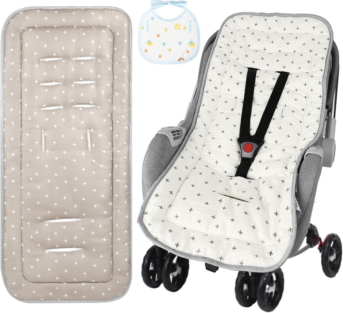 Kinderwagen Zitkussen Omkeerbaar - 100% Katoen - Ademend en Wasbaar - Comfortabel voor Baby - SnelShoppen