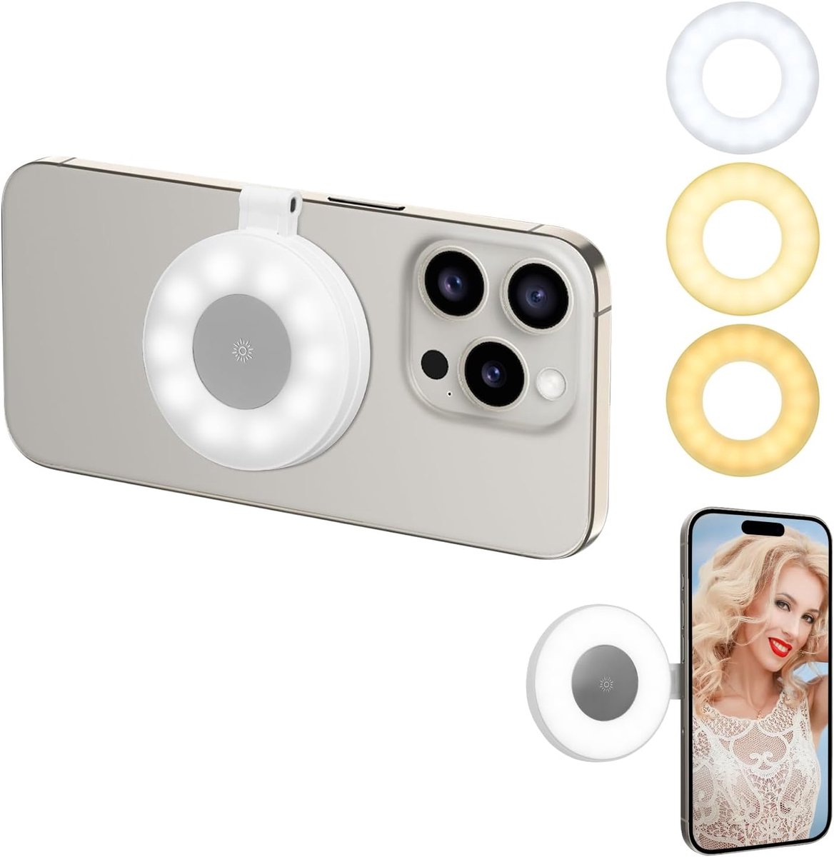 SnelShoppen - UTEBIT Magnetische Ringlamp voor Mobiele Telefoon - Selfie-Licht met 10 Helderheidsniveaus en 3 Lichtmodi - Videolamp 180° Inklapbaar en
