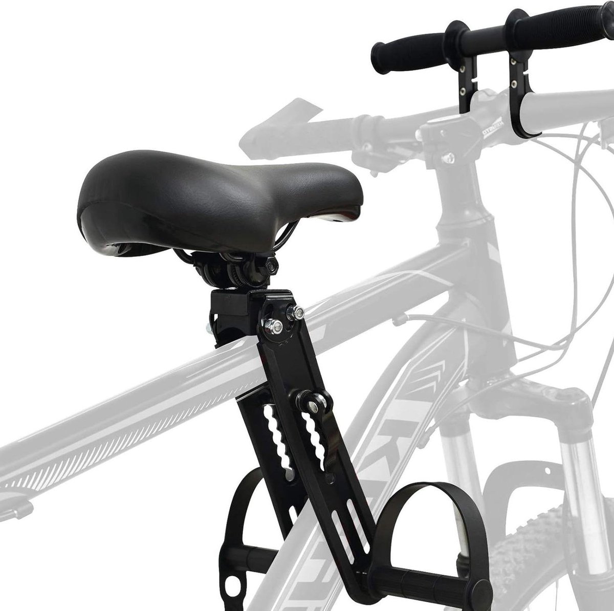 Kinderzitje Fiets - Voorzitje Mountainbike - Samen Fietsen - Universele Pasvorm - Tot 21.8 kg - Zwart