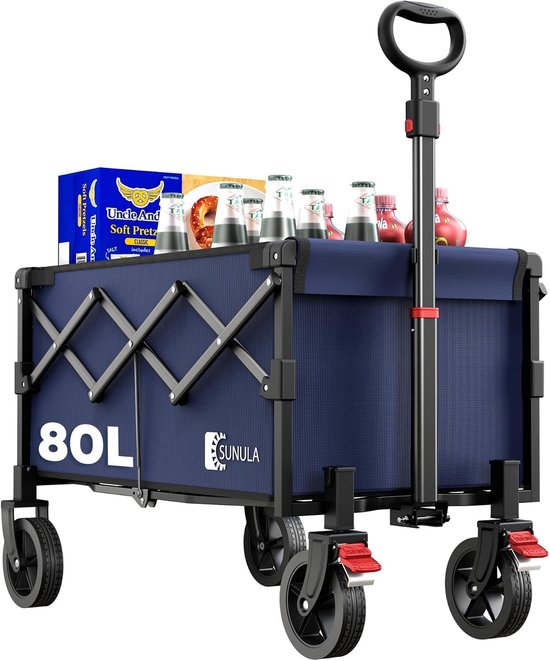 Handkar Opvouwbaar - Draagwagen Trolley - Boodschappen Vervoeren - Lichtgewicht Ontwerp - 80 Liter - Zwart — afbeelding 2