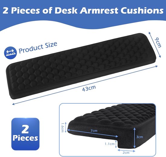 Ergonomische L-vormige elleboogsteunkussens van traagschuim voor pijnverlichting, comfortabele armleuningen en polssteun (2 stuks, 43 x 9 cm) — afbeelding 5