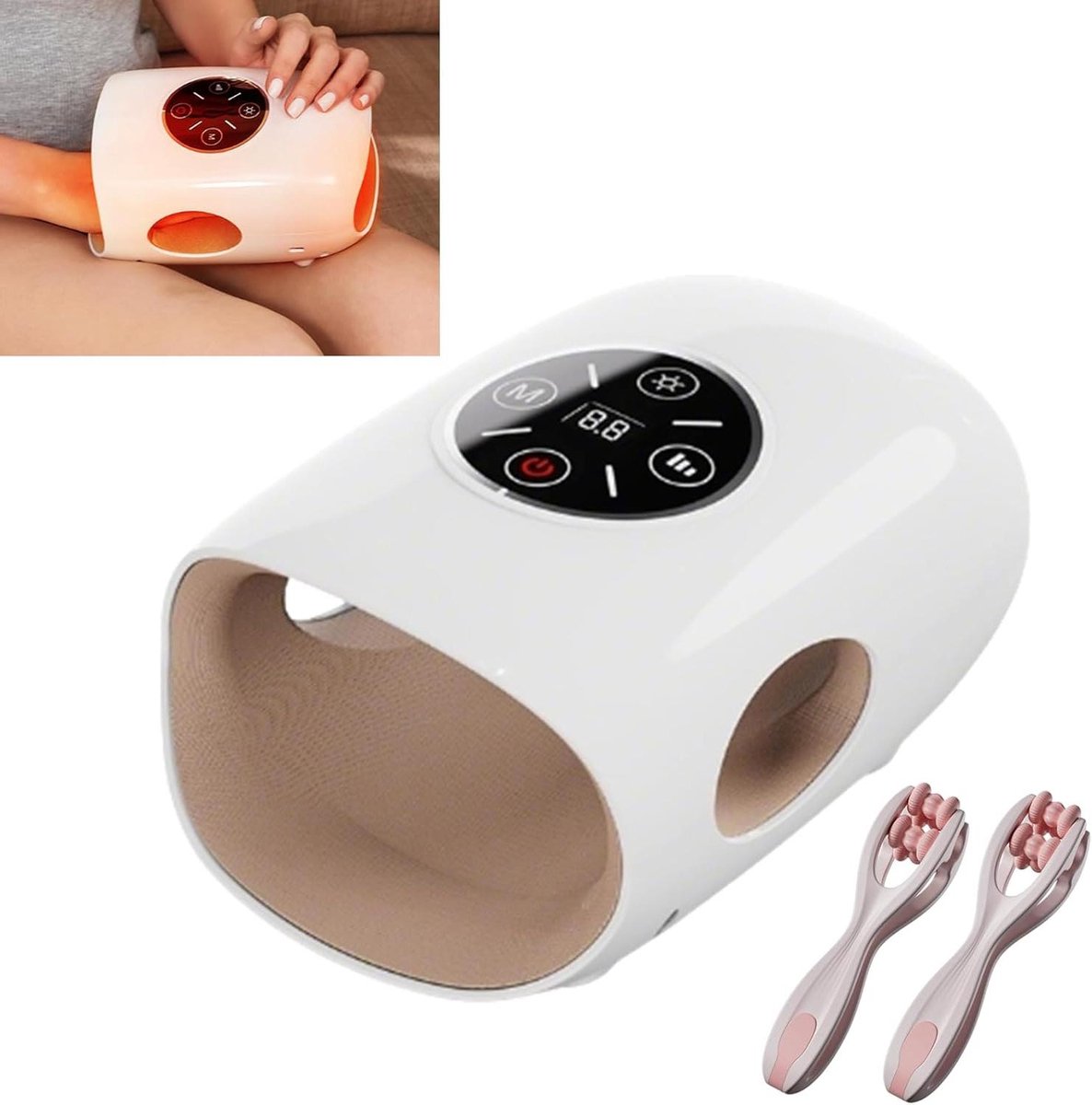 Draadloos handmassageapparaat - Handen ontspanner - Handen herstellen - Verwarmen en koelen - 15 min timer - Wit