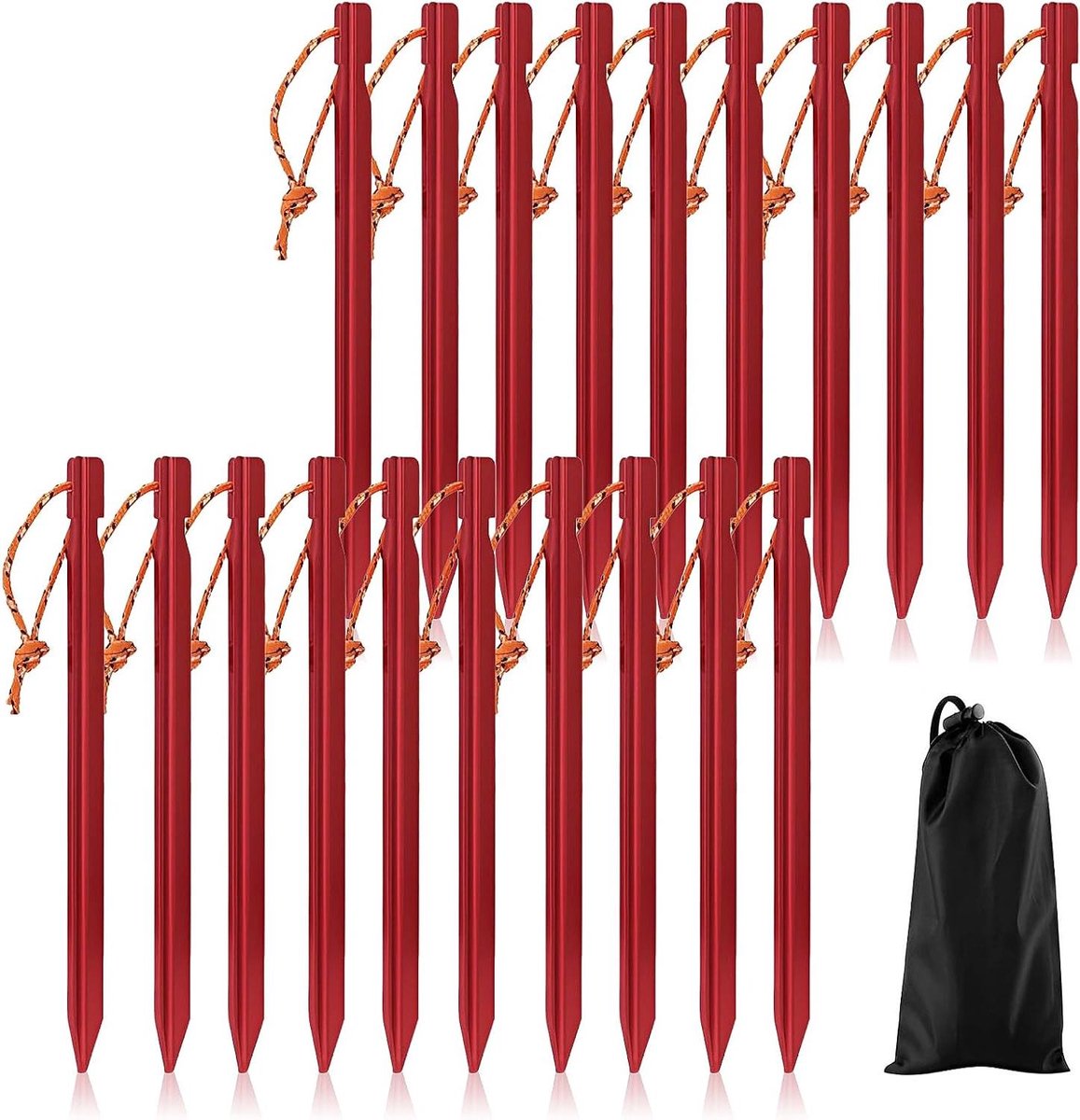 Tentharingen - Stormharingen Zandharingen - Stabiel Kamperen - Y-vormig Driehoekig Ontwerp - 20 Stuks 18 cm - Rood