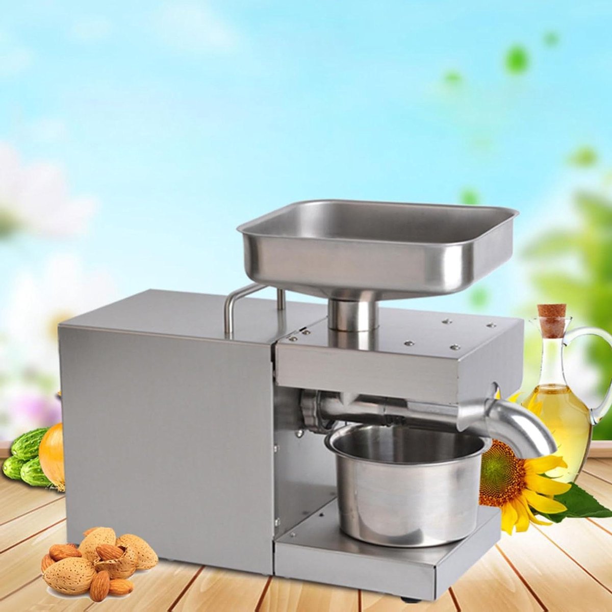 Automatische Oliepers - Olie Extractor - Zelf Olie Maken - Roestvrij Staal - 9 kg - Zilverkleurig