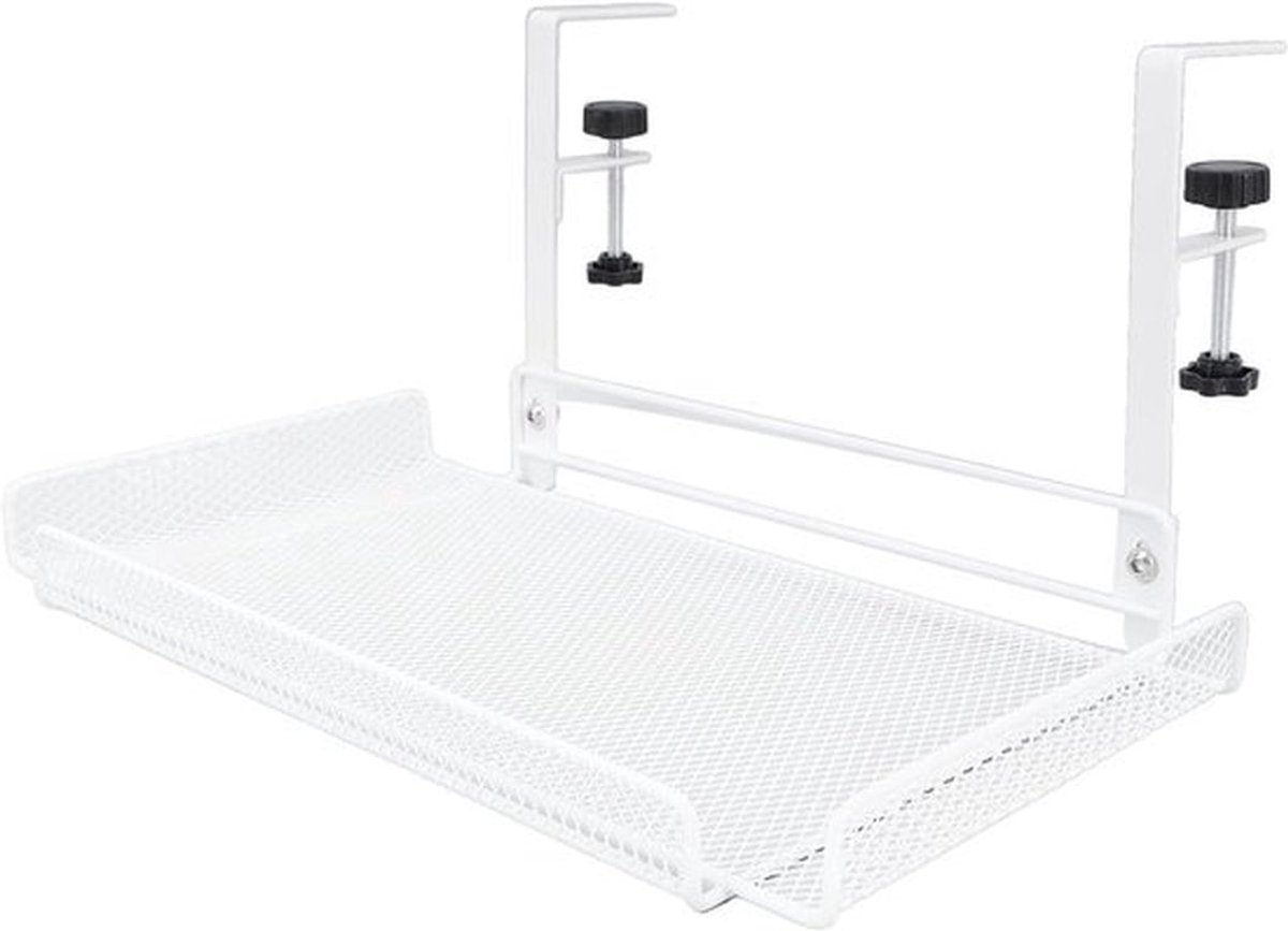 Slimme Onderkast Organizer voor Tafel met Klem, Kabelbeheer en Oplossingen voor Stroomvoorziening in Wit
