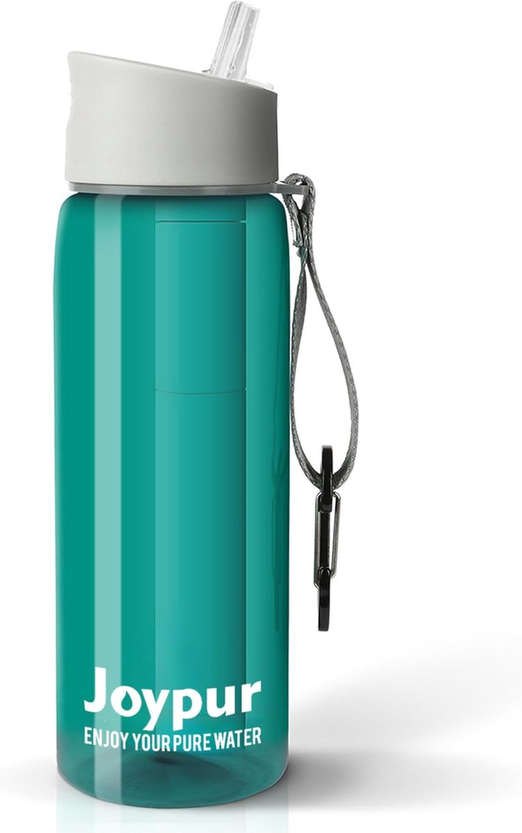 SnelShoppen - Joypur Drinkfles met Filter 650 ml, Waterfilter Fles met 5-Traps Filtratie (0,01 µm), BPA-vrij, Met Kompas, Ideaal voor Outdoor, Camping