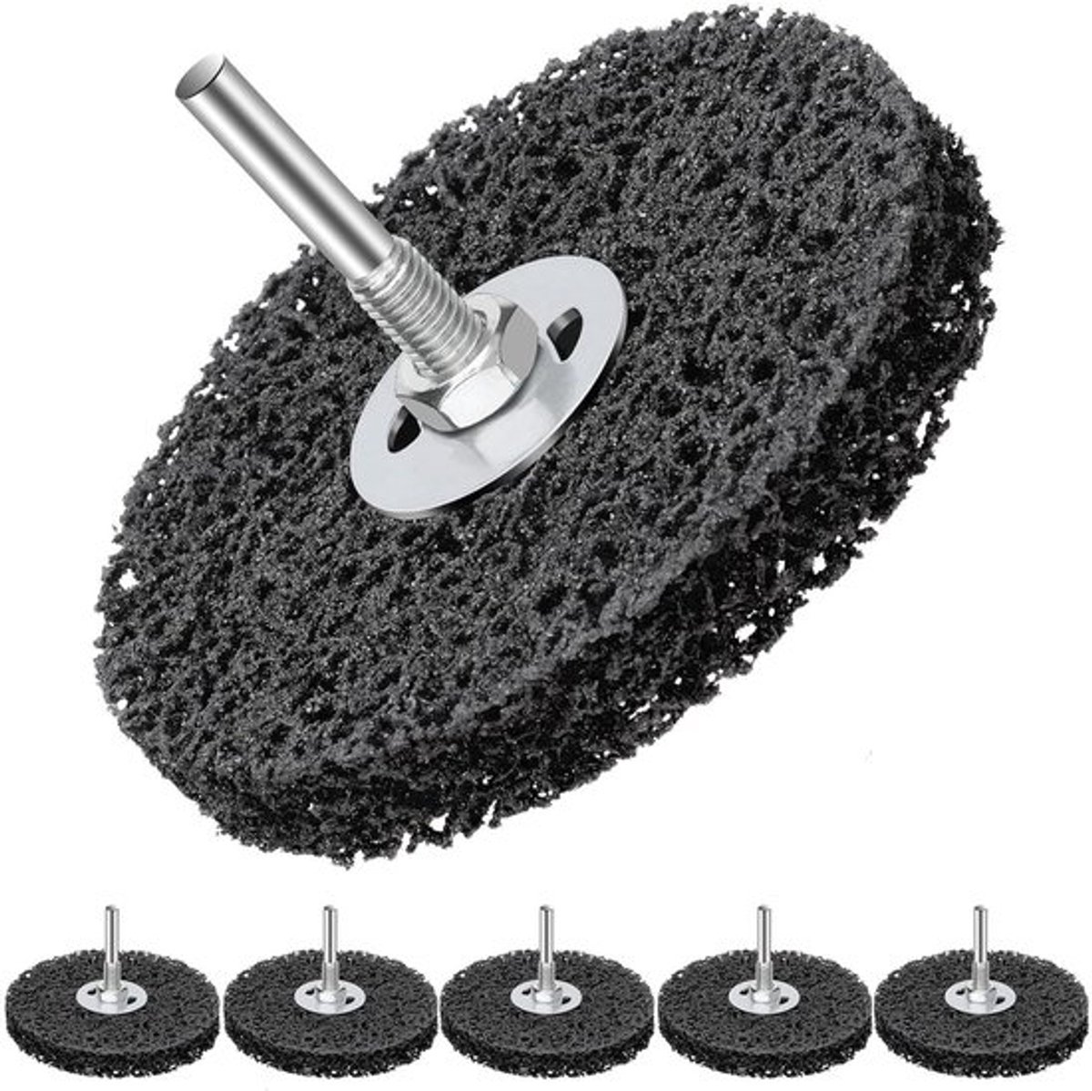 Schuurschijf voor haakse slijper - Set van 5 stuks - 100 mm - Reiniging - Slijpschijf voor verf, roest, oxidatie - Zwart - Reinigen en verwijderen