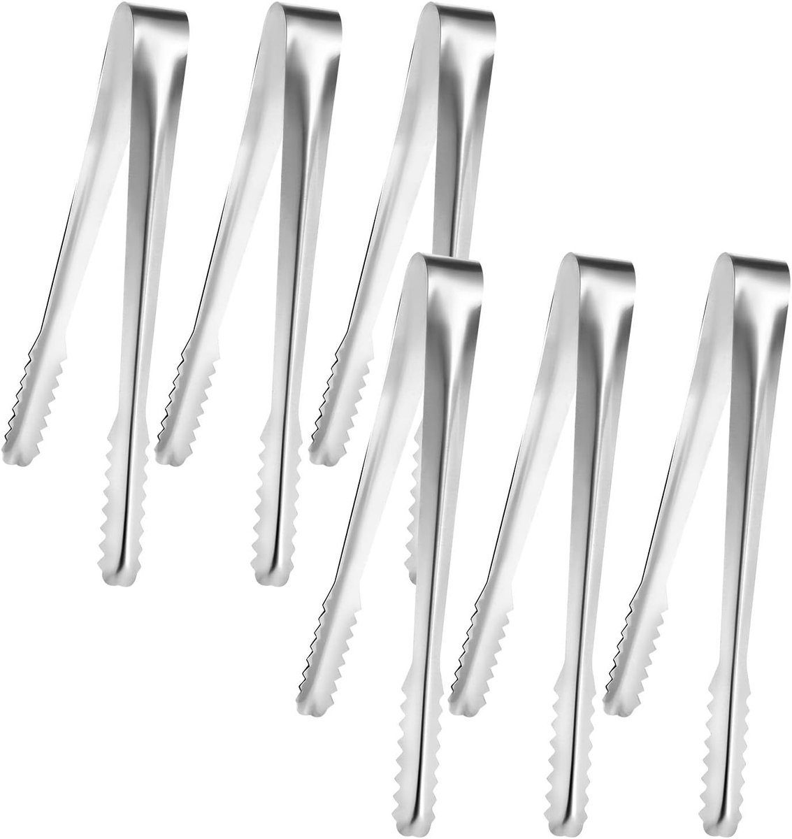 Set van 6 RVS Keuken Tangen - Mini Suiker Tangen, IJs Tangen en Serveer Tangen voor Feestjes en Bruiloften, Perfect voor Snacks en Desserts