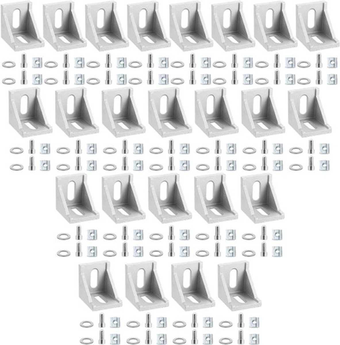 Aluminium Hoekverbinders voor Muurmontage, 24 Stuks, 40 x 40 cm, Sterke Bevestiging, Duurzaam en Lichtgewicht