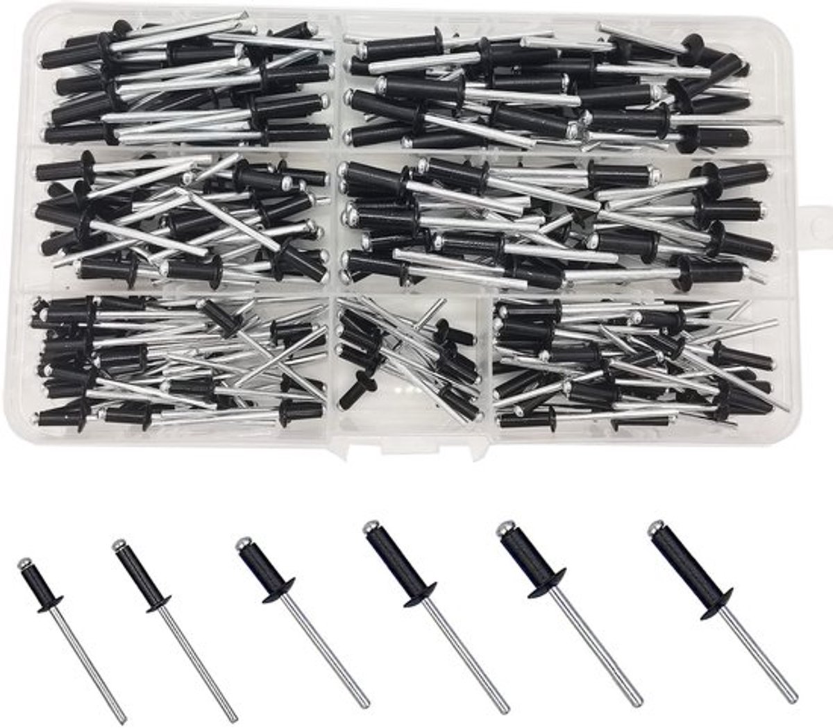 Blinde Klinknagels 200 Stuks - Aluminiumlegering - Klinknagel Assortiment - Corrosiebestendig - Maten 3.2/4.0/5.0 mm - Stevige Doos
