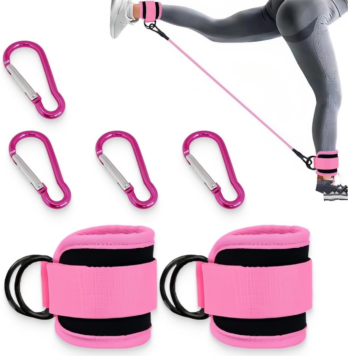 2 x Enkele Lussen voor Katrollen, Enkelbanden voor Fitness, Ideaal voor Krachttraining en Gymgebruik