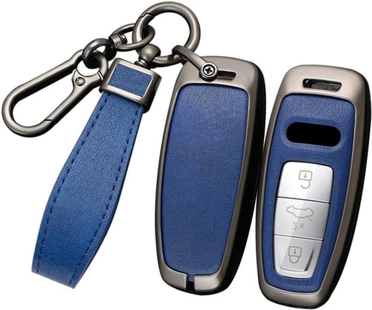 Beschermende Sleutelhanger voor Audi A8 A8L Q8 A3 Sportback A6 A7 Q7 RS6 S6 S7 SQ8 Q4 SQ7 TFSI E-Tron 2019-2023 met 3 Knoppen, Sleutelhoes en Sleutelring