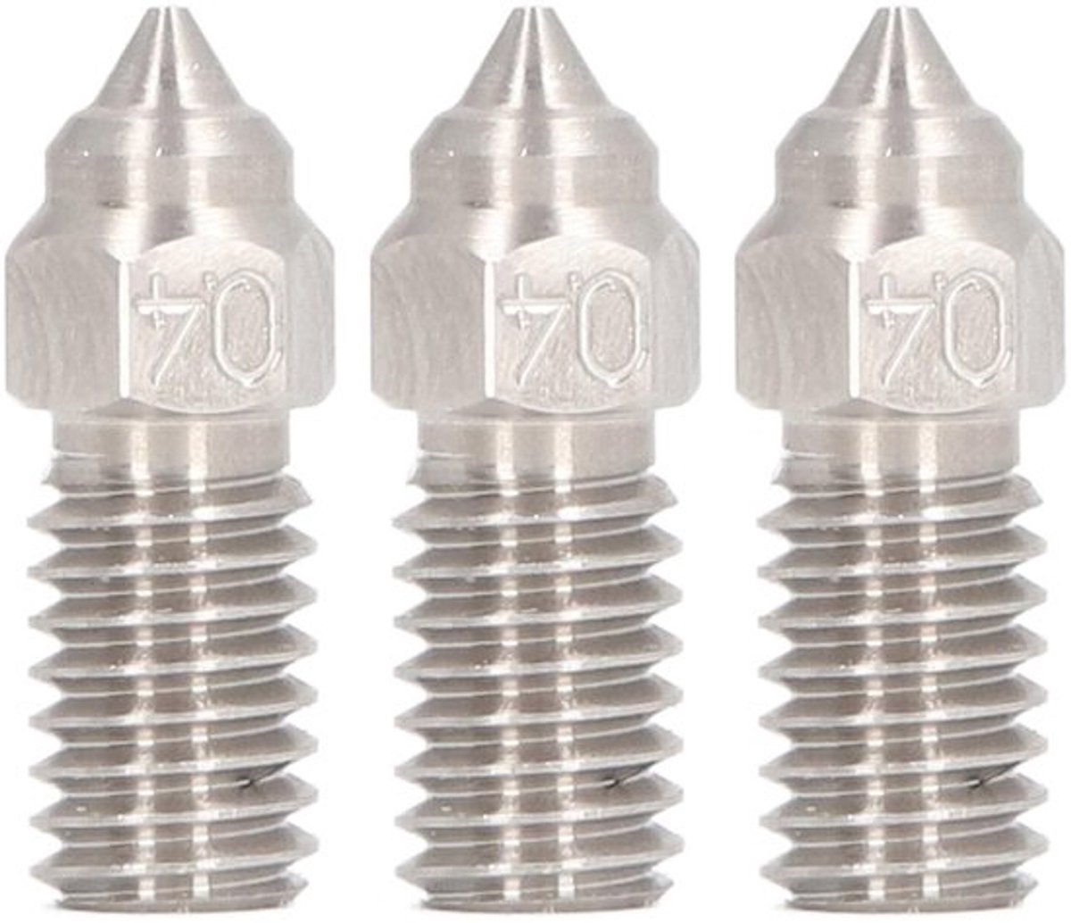 3D-printermondstuk 0,4 mm - 3 Stuks - Roestvrij Staal - Hoogstroom - Geschikt voor PLA/ABS/PETG - Gladde Binnenwanden - Nozzle