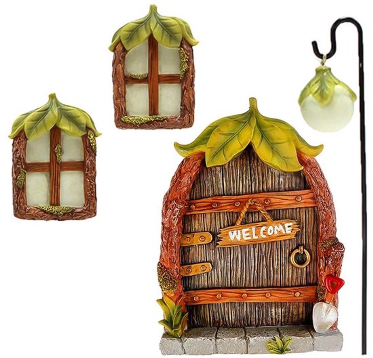 Feeën Deuren Sprookjesachtige Tuin Decoratie - Mini-Ramen - Mini-Straatlantaarn - Hars - V