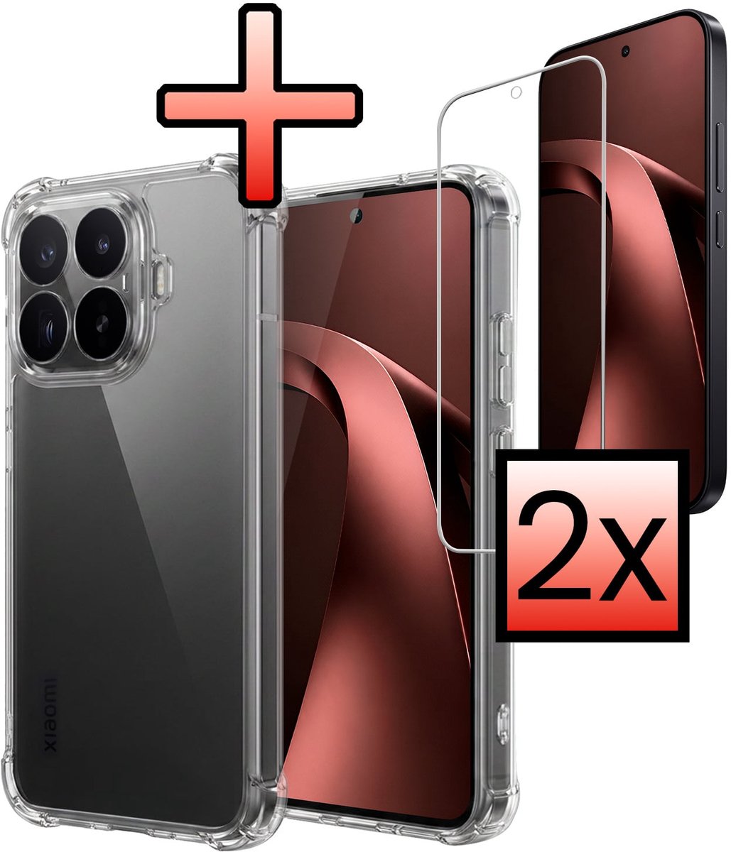 Hoesje - Met Screenprotector - 2 Stuks - Geschikt voor Xiaomi 17T - Sterk & Shockproof - Siliconen Case - Back Cover - Telefoon Hoes - Shock Proof - Transparant