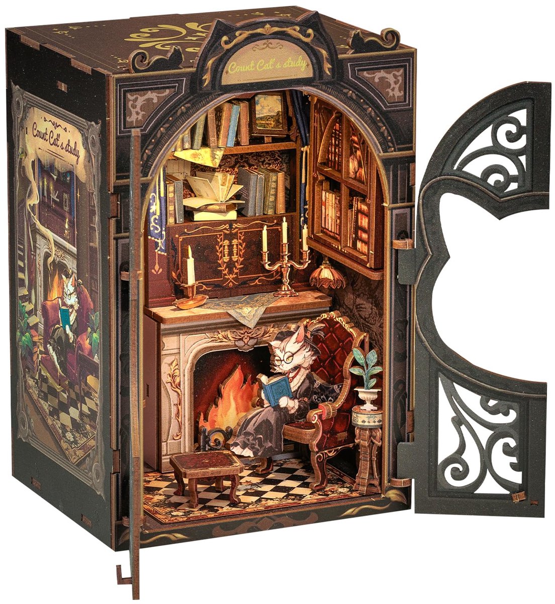 DIY Boekenhoekje Kit - Miniatuur Huisjes Kits voor Volwassenen en Tieners - DIY Miniatuur Boekenhoekje Kit met Sensor Ledverlichting - Cadeaus voor Geliefden en Familie