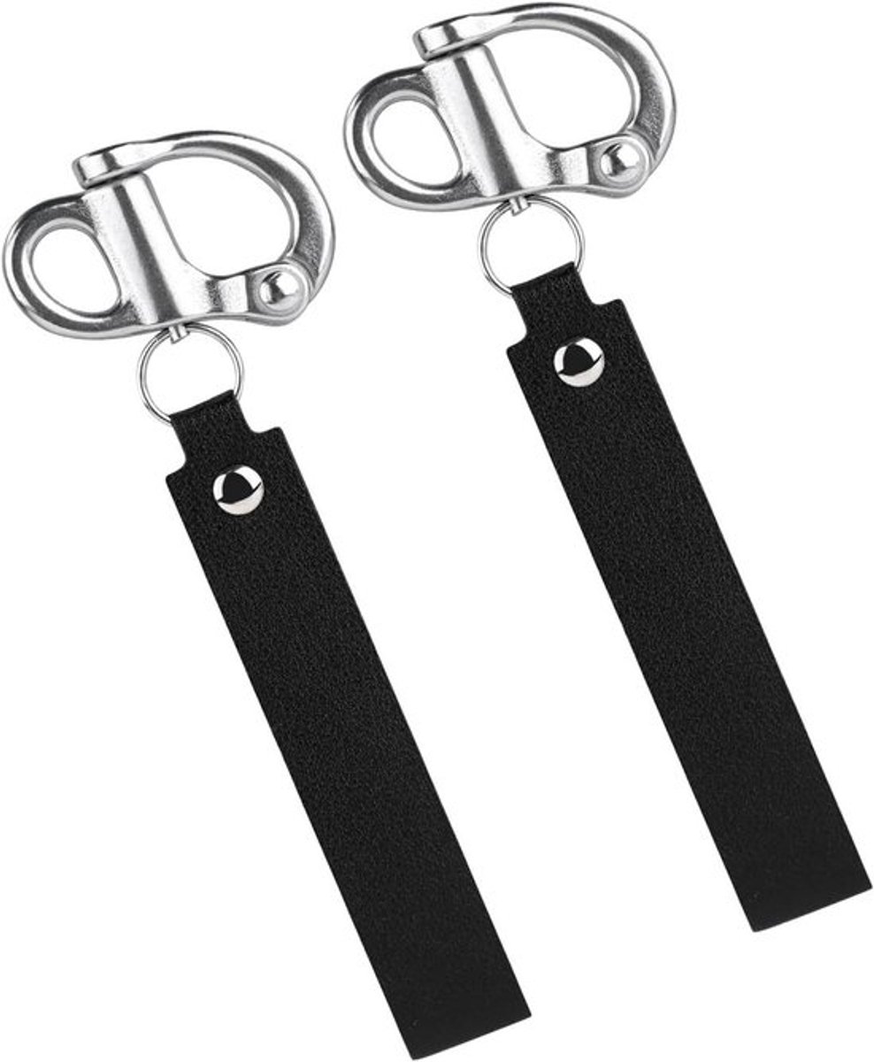 Snelontgrendelingsbeugel met Leren Koord en Kliksluiting voor SCBA-Masker, Roestvrij Staal Beugelkoord - Brandweeraccessoires