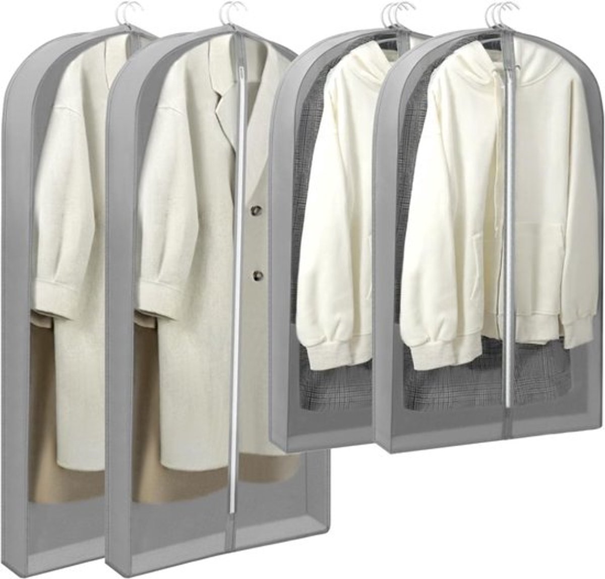 4-delige Kledingbeschermhoezen met Rits voor Hemden, Jurken en Kostuums - 60x10x100/125CM