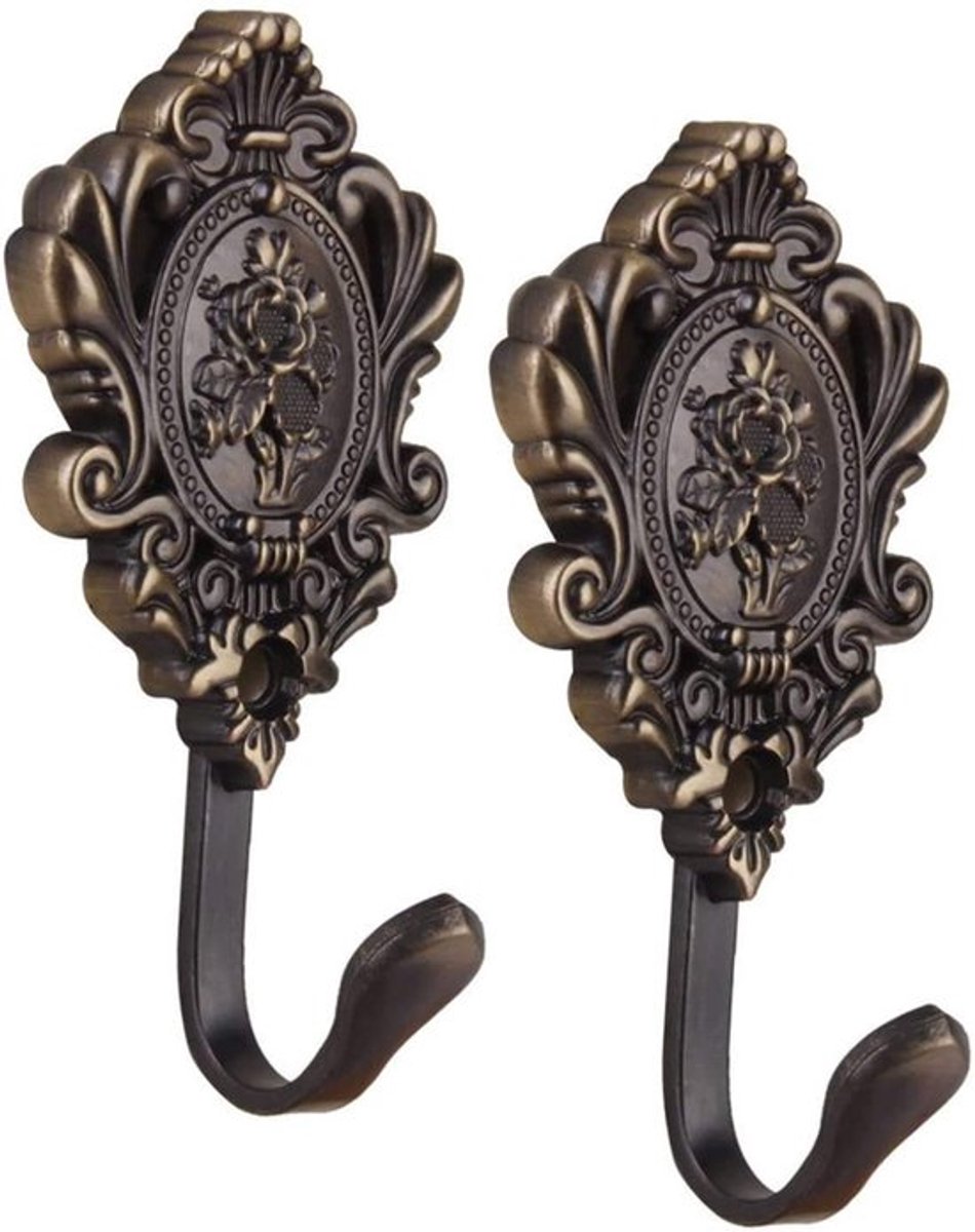 Kledinghaken Vintage Stijl - Zinklegering - 2 Stuks - 10 x 5 cm - Elegante Houder - Geschikt voor Hoed/Kleding - Haak