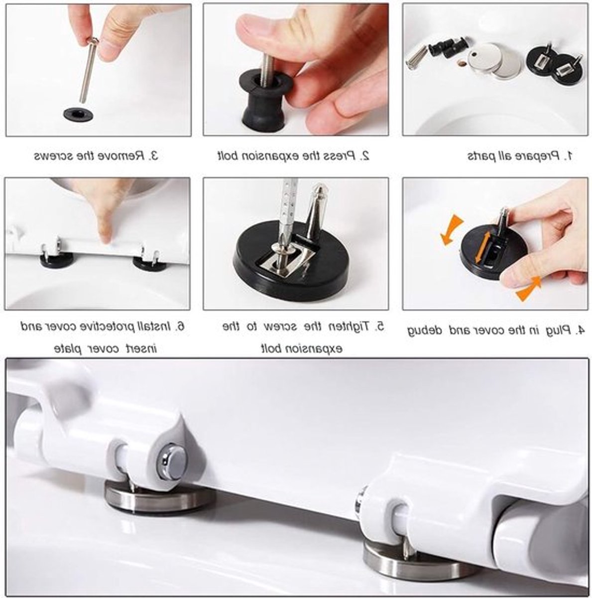 Universele toiletbril scharnier 50mm vervangingsonderdeel, geschikt voor alle toiletzittingen, eenvoudige montage