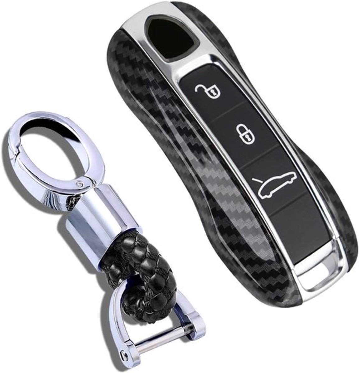 Sleutelhoes voor Cayenne, Panamera, Macan, 911, Carrera en Taycan 2019-2020 - Bescherming, Koolstofvezel, Sleutelaccessoires, Zwart