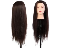 Maniqui para corte de cabello, makeup mannequin head, hairdressers-extensions, real hair, training, cosmetic cap, dark brown for hairdressers, doll, cosmetology dark
