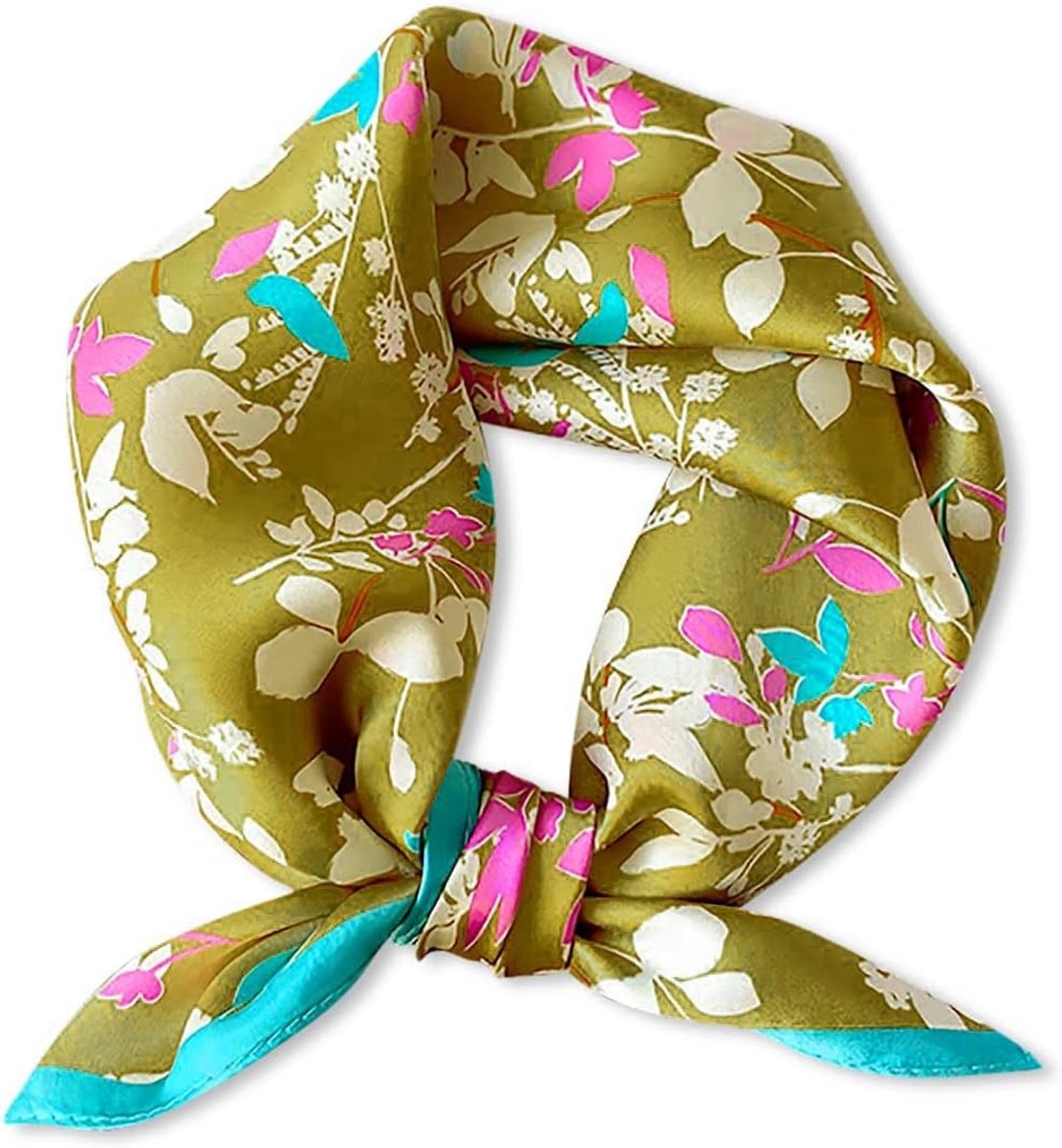 Zijde Sjaal voor Vrouwen - Kleine Vierkante Sjaals met Vintage Print, Lichtgewicht en Zacht, Perfect als Accessoire en Haarband