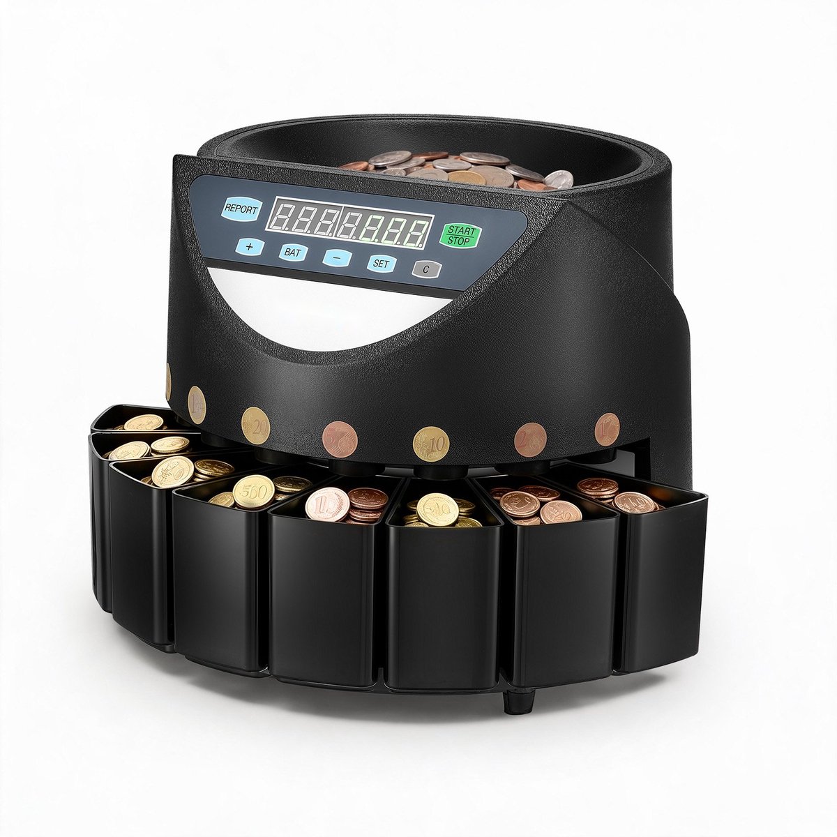 Muntenteller en Muntensorteerder - Automatische Muntentelmachine - 8 Coupures - Tot 147 Munten per Minuut - Batchverwerking 850 Munten - LED-display - Soepele Werking