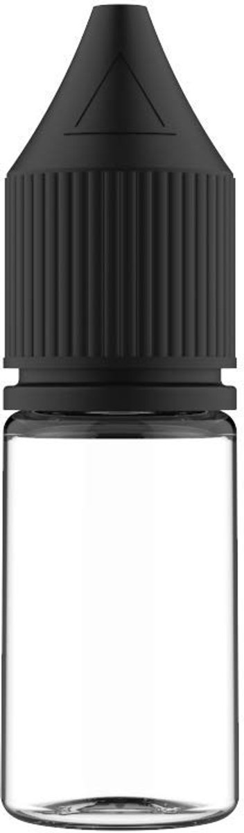 SnelShoppen - Chubby Gorilla PET-plastic Eenhoornflessen 10 ml - Transparante Fles met Zwarte Deksel - 100 Stuks voor Vloeistoffen, Oliën, DIY en Hobb