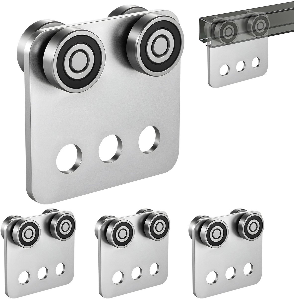 Kraantrolley - Handmatige loopkat - Hefvermogen 500 kg - 4 wielen met dubbele lagers - Voor profielen vanaf 41 mm - Voor werkplaats en magazijn