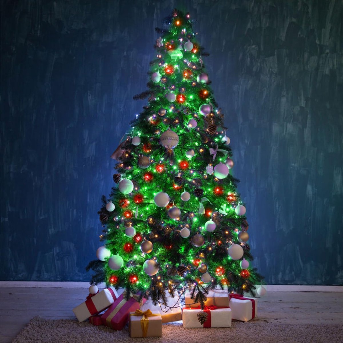 SnelShoppen - Led-lichtsnoer kerstversiering 25m met 500 lampen, groen en roze, ideaal voor feestdecoratie, tuin, kerstboom, en evenementen
