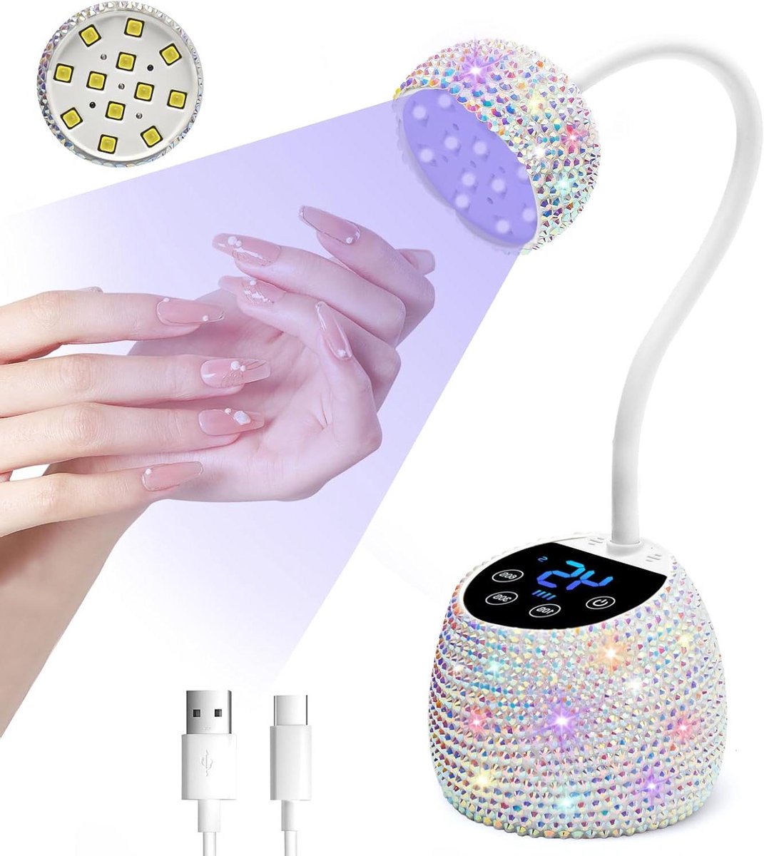 Mini UV Lamp - Nageldroger Gel - Nagels Uitharden - Slimme Sensor - 36W - Wit