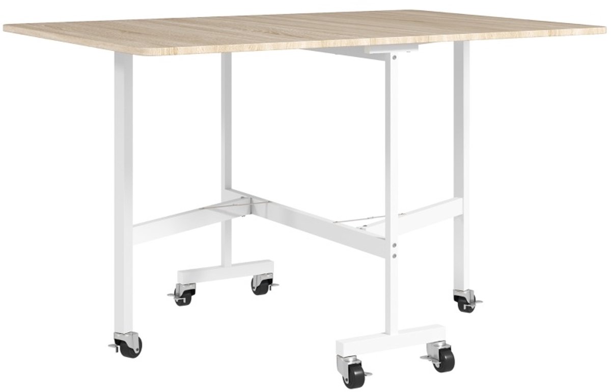 STILVORA Eettafel - Opklapbaar En Uitschuifbaar Voor 6 Personen - Met 6 Wielen En Remmen Voor Kleine Ruimtes - Eiken - 120x80x73 Cm