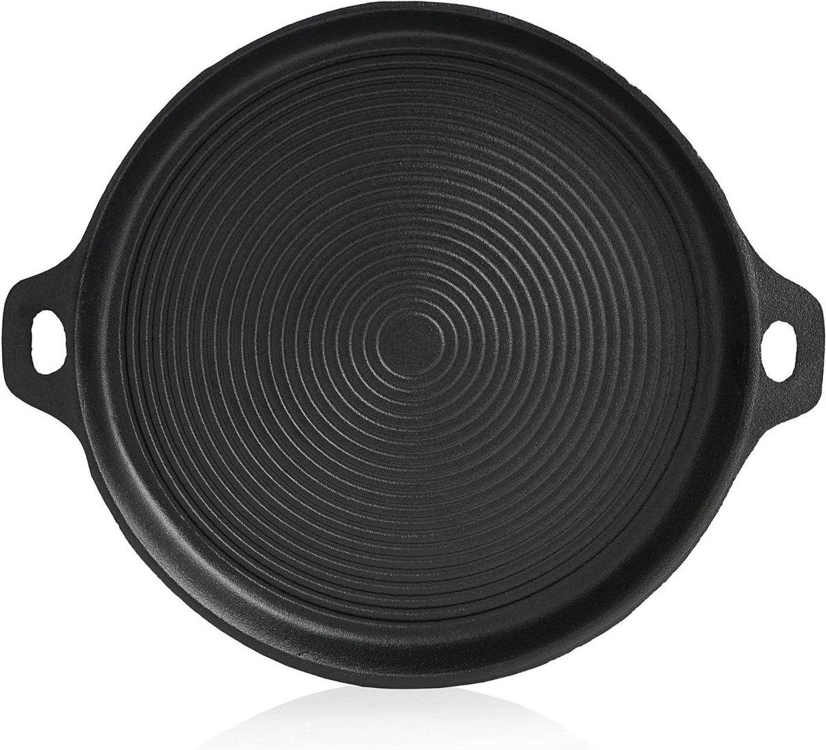 Gietijzeren Plancha - Grillplaat Rond - Buiten Koken - Al Ingebrand - Ø 35 cm - Zwart