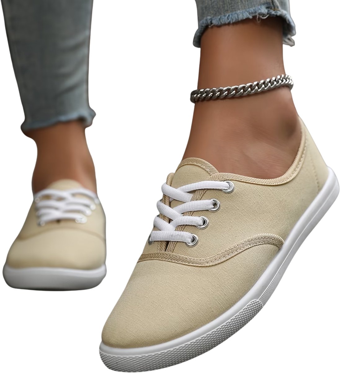 Currero Schoenen Dames Sneakers Comfortabel Slippers Casual Volwassenen 34 Creme