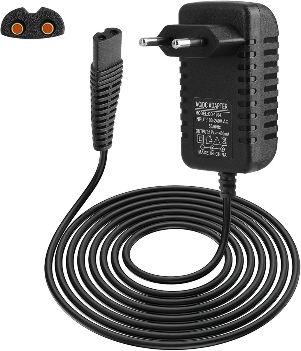Oplaadkabel 12V 0.4A voor Elektrische Scheerapparaten en Epilators - Vervangende Voedingskabel voor Scheerapparaten en Epilators van Diverse Series