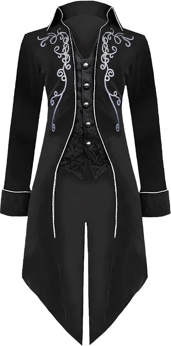 SnelShoppen - Middeleeuwse Kleding Dames, Renaissancekostuum Gotische Jurk Zwart Maat L voor Carnaval en Halloween