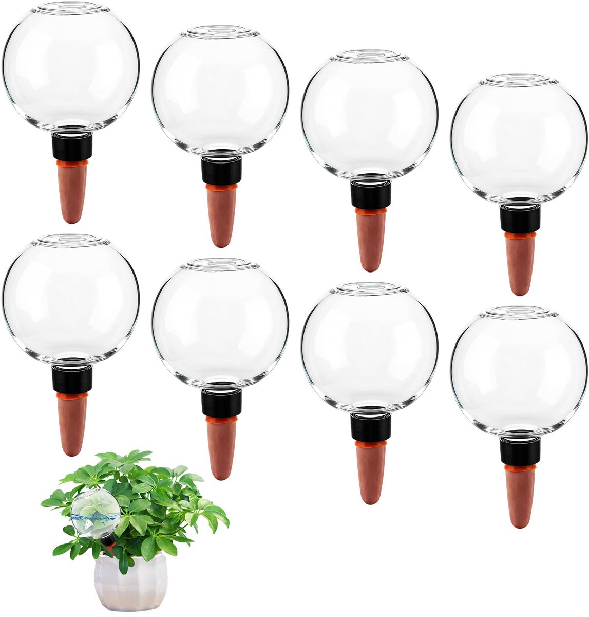 SnelShoppen - Bewateringsballen voor Kamerplanten, 8 Stuks, 500 ml, 17 x 10 cm, Automatische Irrigatie, Kleikegelirrigatie, Plantenbewatering voor Thu