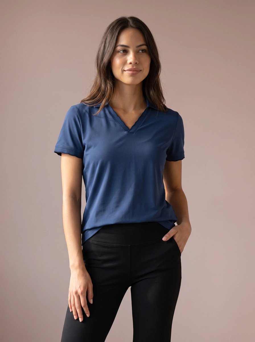 Sjeng Sports WAVE - Maat: L Blue Nox - Tennis Polo's Vrouwen - Poloshirt - 87% polyester, 13% elastaan, single jersey