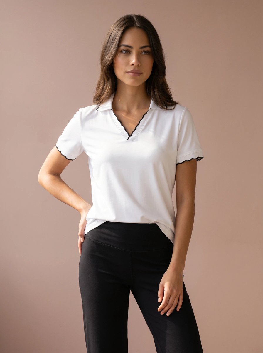 Sjeng Sports WAVE - Maat: M Real White - Tennis Polo's Vrouwen - Poloshirt - 87% polyester, 13% elastaan, single jersey