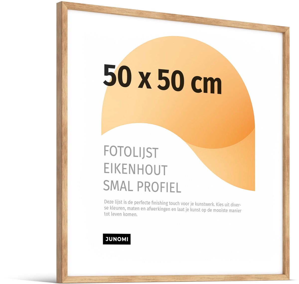 SnelShoppen - Premium Fotolijst 50x50 cm - Eikenhout, Slank Profiel, Breukbestendig Acrylaatglas, Horizontaal en Verticaal Ophangen voor Thuis, Kantoo
