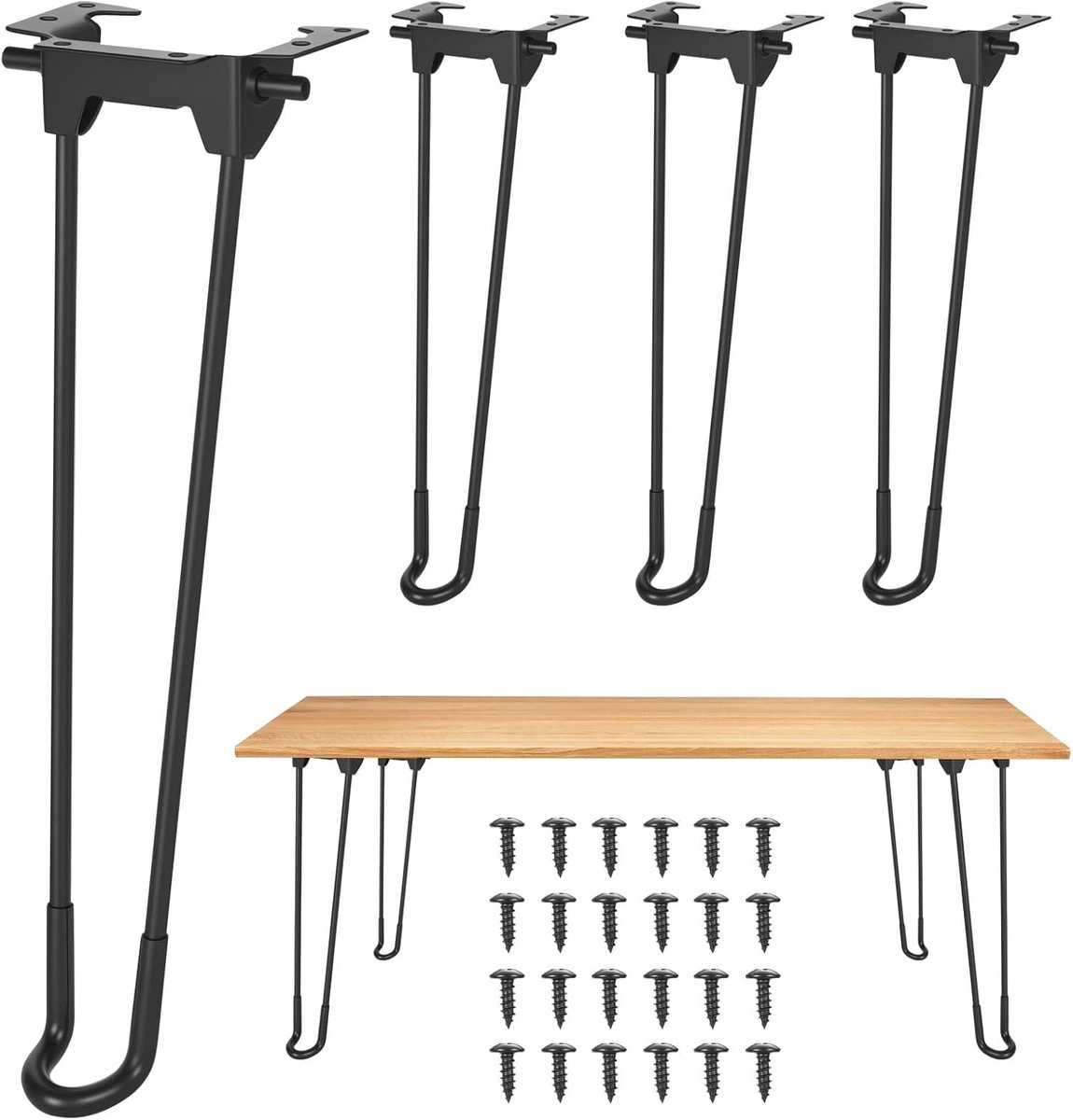 SnelShoppen - 4 Stuks Opvouwbare Meubelpoten 32 cm - Zwarte Metalen Tafelpoot voor Salontafels, Bureaus, Stoelen en Banken - Compact en Stevig voor Th