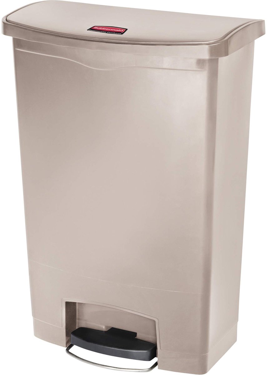 SnelShoppen - Rubbermaid Commercial Products Step-On afvalbak 90L - Beige Pedaalemmer - Ruimtebesparend, Geluidsloos Sluitend, Duurzaam Hars - Keuken,
